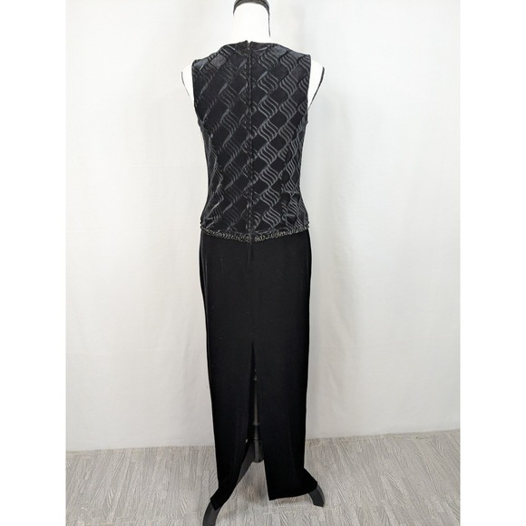 Vtg Black Velvet Dress Holiday Dropwaist Gatsby Old Money Whimsigoth Event A007 - Picture 4 of 9